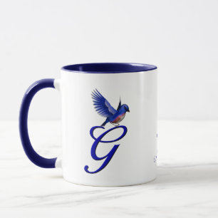 Mug Monogramme Bluebird Initiale G Élégant Personnalis