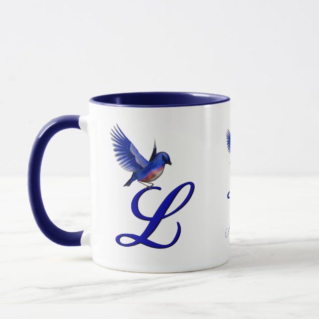 Mug Monogramme Bluebird Initiale L Élégant Personnalis (Gauche)