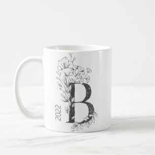 Mug Monogramme botanique floral Co élégante de texte