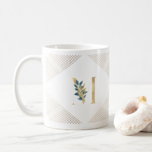Mug Monogramme botanique géométrique personnalisé en f