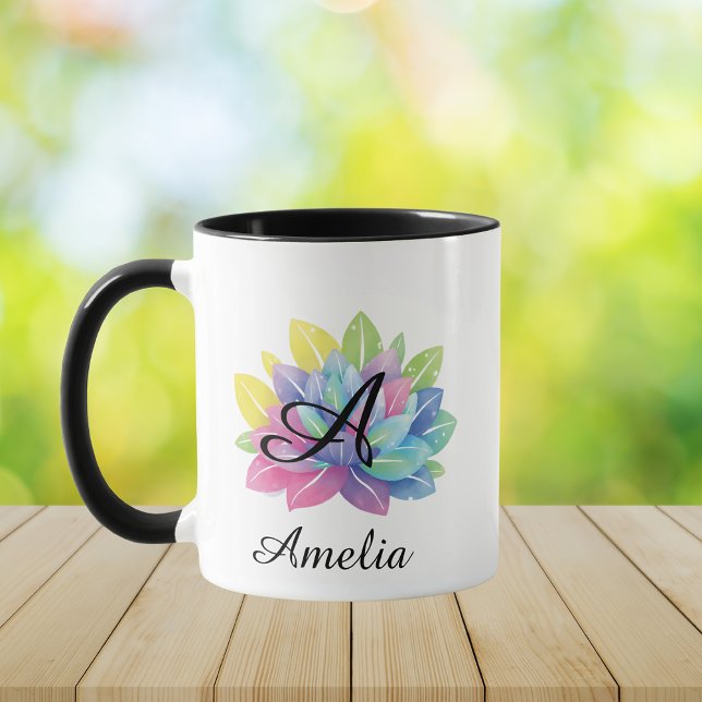 Mug Monogramme botanique moderne coloré Y2K  (Créateur téléchargé)