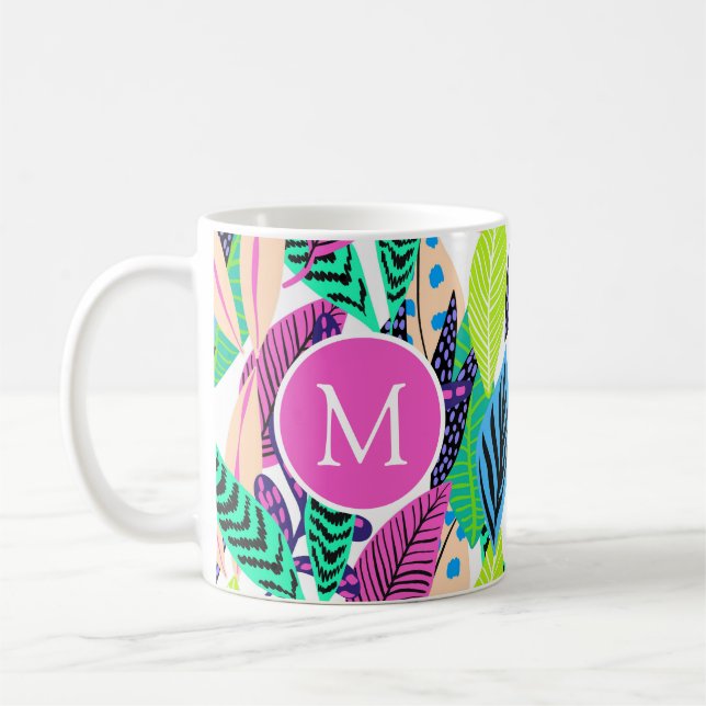 Mug Monogramme botanique moderne et coloré (Gauche)
