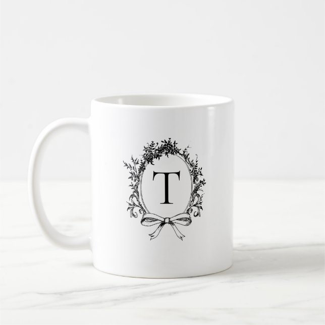 Mug Monogramme Botanique Noir Vintage (Gauche)