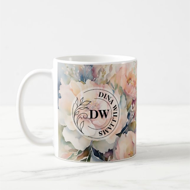 Mug Monogramme Bouquet de Mariage (Gauche)