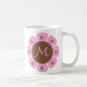 Mug Monogramme Brown et rose M