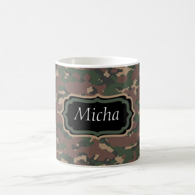 Mug Monogramme Brown vert de coutume de Tan Camo (Centre)