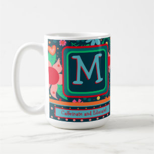 Mug Monogramme Caffeinate & Éduquer l'enseignant initi