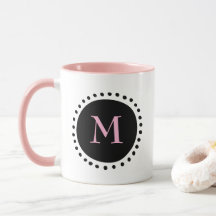 Monogramme Cercle Noir rose deux tons