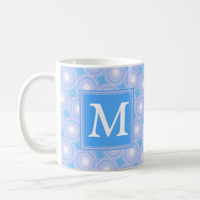 Mug Monogramme Cercles bleu électrique motif (Gauche)