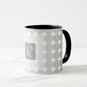 Mug Monogramme Cercles Gris Moderne