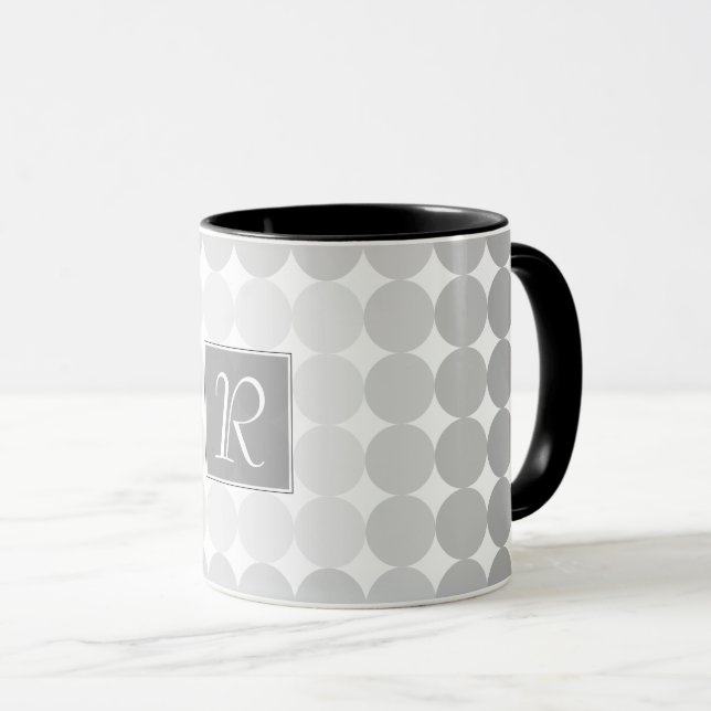 Mug Monogramme Cercles Gris Moderne (Devant droit)
