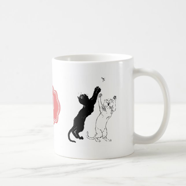 Mug Monogramme Chat noir Art Nouveau Conversation Noir (Droite)