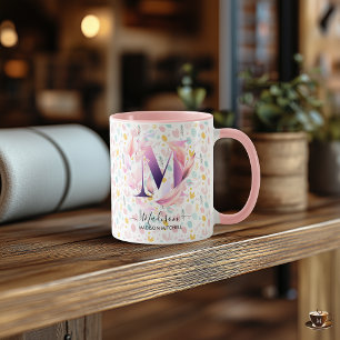 Mug Monogramme Chic Boho Abstrait personnalisé - M