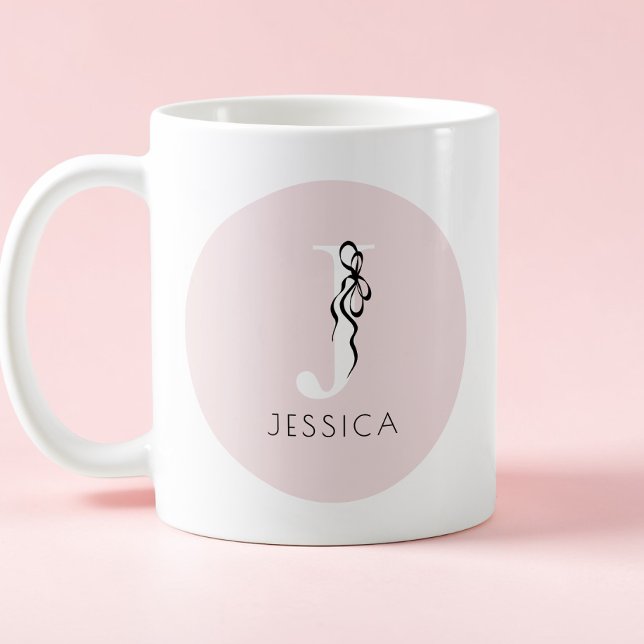 Mug Monogramme Chic Élégant Initial Féminin Girly (Pink Elegant Initial Girly Feminine Chic Monogram Coffee Mug)