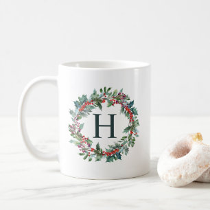 Mug Monogramme classique de vacances de guirlande