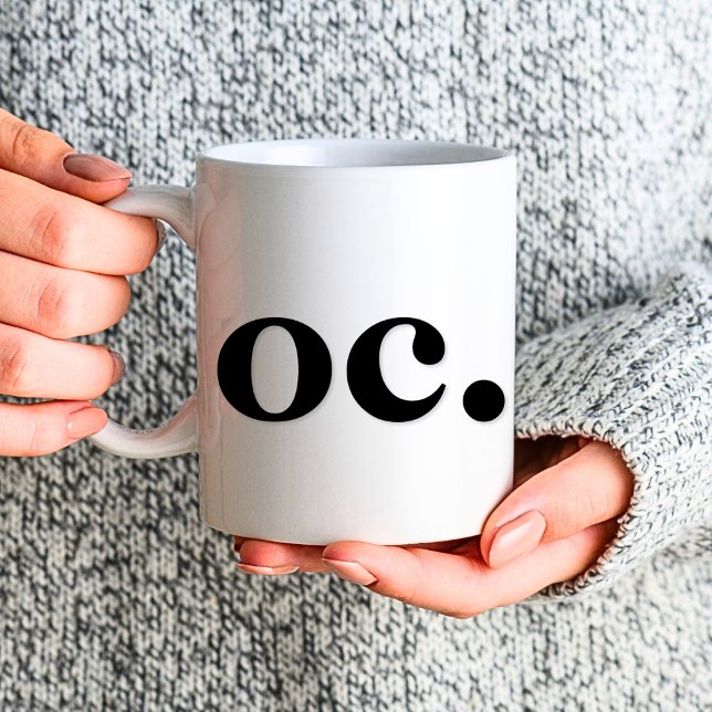 Mug Monogramme classique Élégant minimal Gras Noir Bla (Left side)