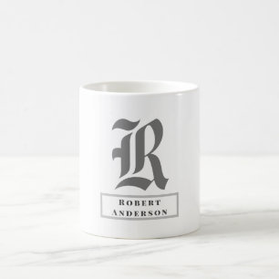 Mug Monogramme classique noir, gris et blanc