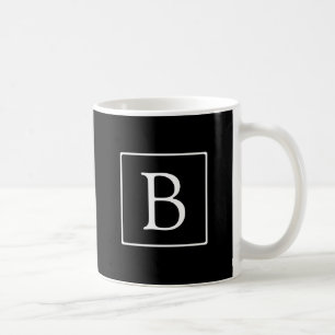 Mug Monogramme classique simple Texte noir et blanc