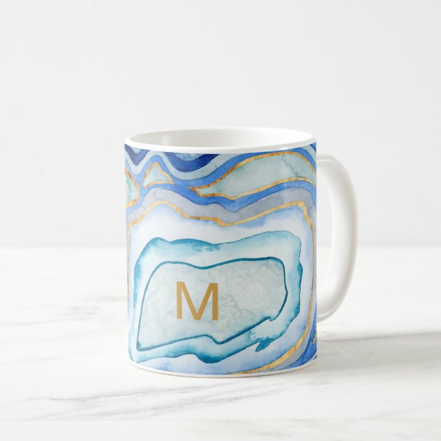 Mug Monogramme | Cobalt Agate II (Devant droit)