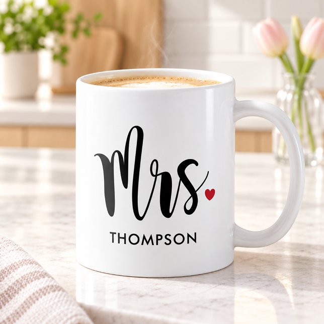 Mug Monogramme cœur de Mme Calligraphie moderne (Créateur téléchargé)