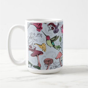 Mug Monogramme Colibri, Fleurs, Jardin des champignons