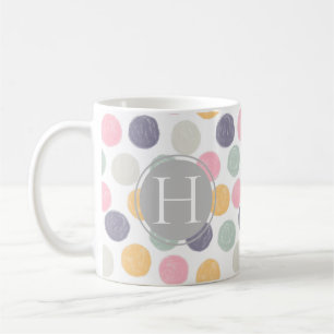 Mug monogramme coloré artistique pastel polka point