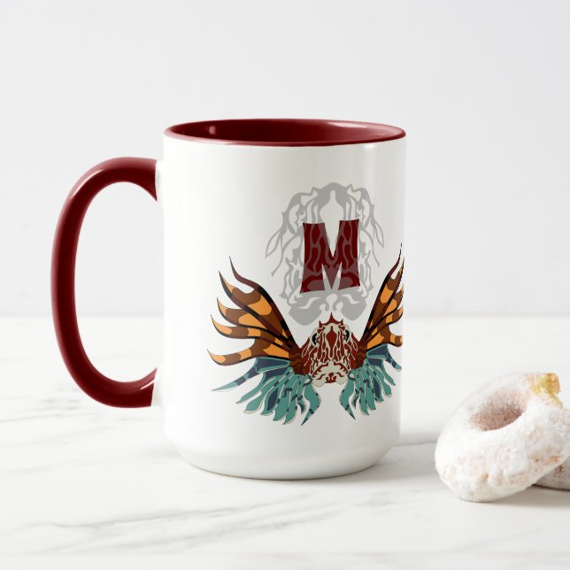 Mug Monogramme coloré de poisson rouge (Avec donut)