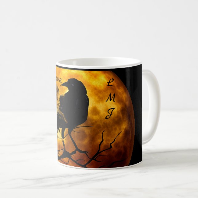 Mug Monogramme Cool 'Nevermore' Raven Halloween (Devant droit)