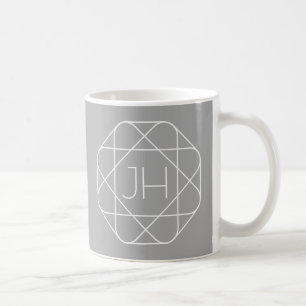 Mug Monogramme Cool, Style de Logo Hip Vibe   Gris & B