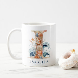 Mug Monogramme côtier personnalisé I Initial Beach