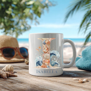 Mug Monogramme côtier personnalisé I Initial Beach