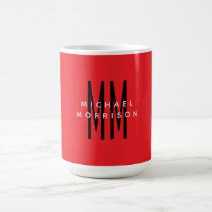 Mug Monogramme couleur rouge vif Lettres initiales Nom