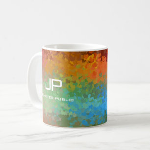 Mug Monogramme Couleurs arc-en-ciel coloré Abstrait