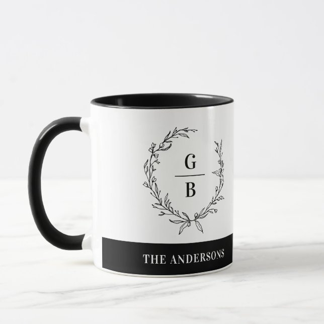 Mug Monogramme couple initial wath moderne élégant (Gauche)
