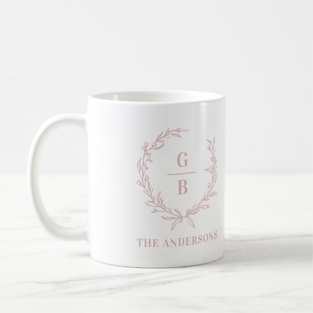 Mug Monogramme couple initial wath moderne élégant ros (Gauche)