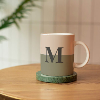 Mug Monogramme Customisé rose vif vert