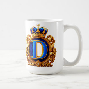 Mug Monogramme D en lettre royale bleue