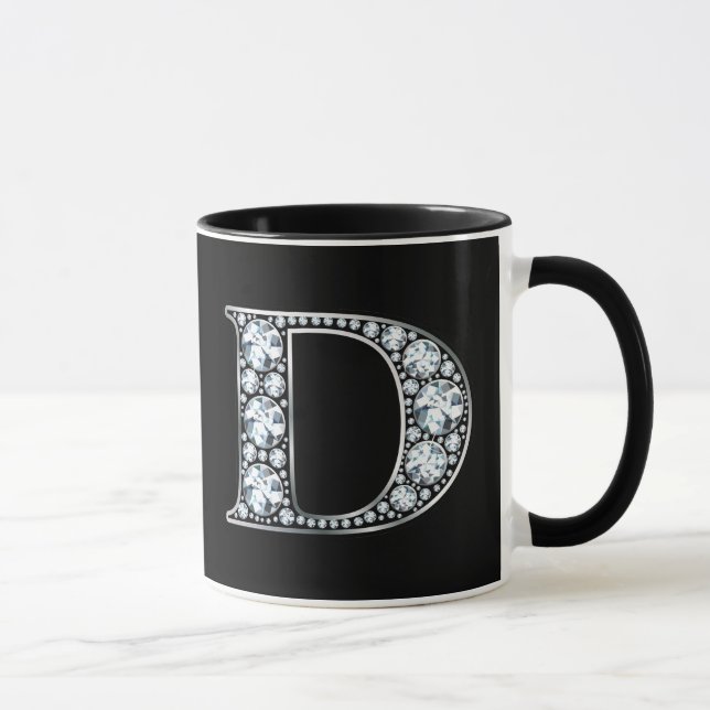 Mug Monogramme D Faux Diamond (Droite)