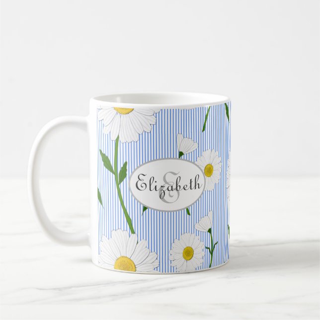 Mug Monogramme Daisées d'été Motif Bleu clair Bleu ban (Gauche)