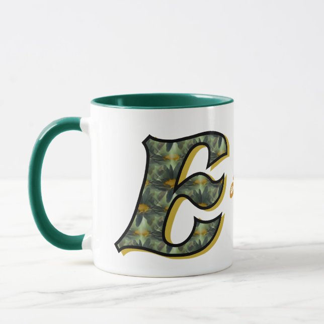 Mug Monogramme Daisy Initiale E Personnalisé (Gauche)