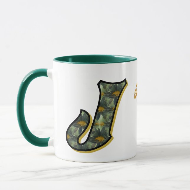 Mug Monogramme Daisy Initiale J Personnalisé (Gauche)