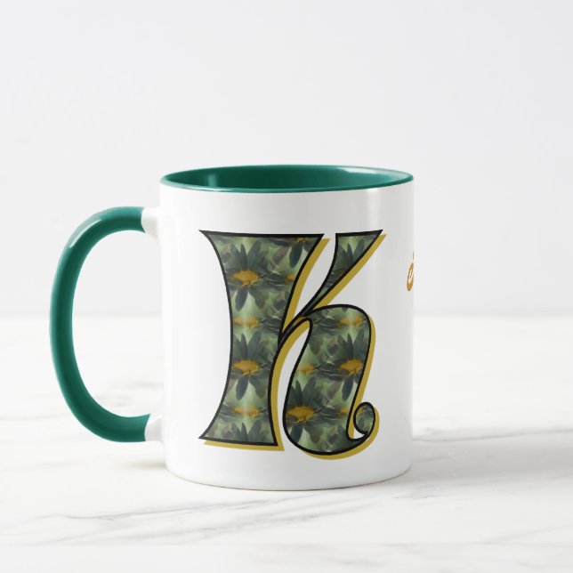 Mug Monogramme Daisy Initiale K Personnalisé (Gauche)
