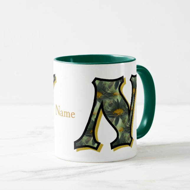 Mug Monogramme Daisy Initiale N Personnalisé (Devant droit)