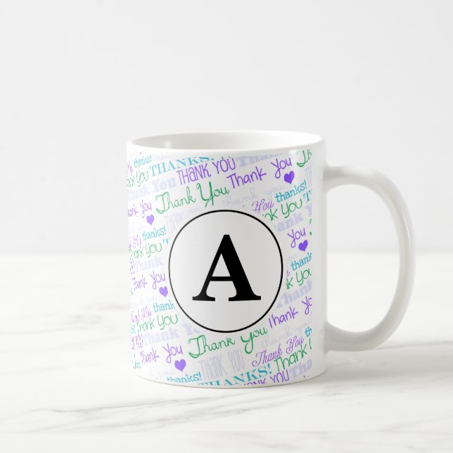 Mug Monogramme d'art en Merci (Droite)