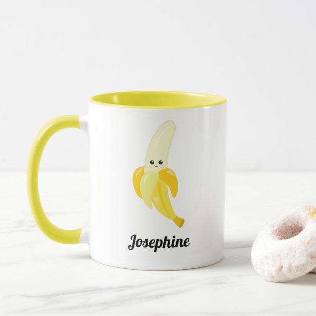 Mug Monogramme de banane joyeux (Avec donut)