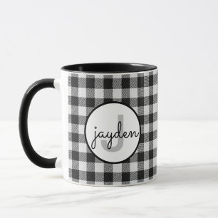 Mug Monogramme de Buffle noir et blanc tendance