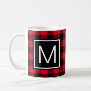 Mug Monogramme de buffle rouge et noir