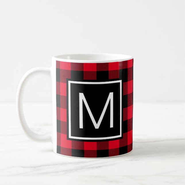 Mug Monogramme de buffle rouge et noir (Gauche)