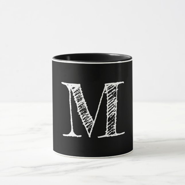 Mug Monogramme de carton blanc personnalisé Café à thé (Centre)