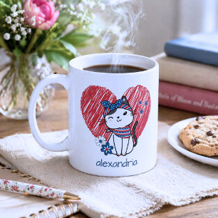 Mug Monogramme de chat patriotique
